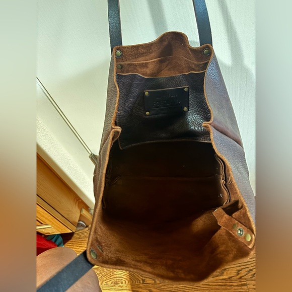 Dark Brown "Coldbrew" Pebbled Portland Leather Large Tote Bag - Picture 7 of 12